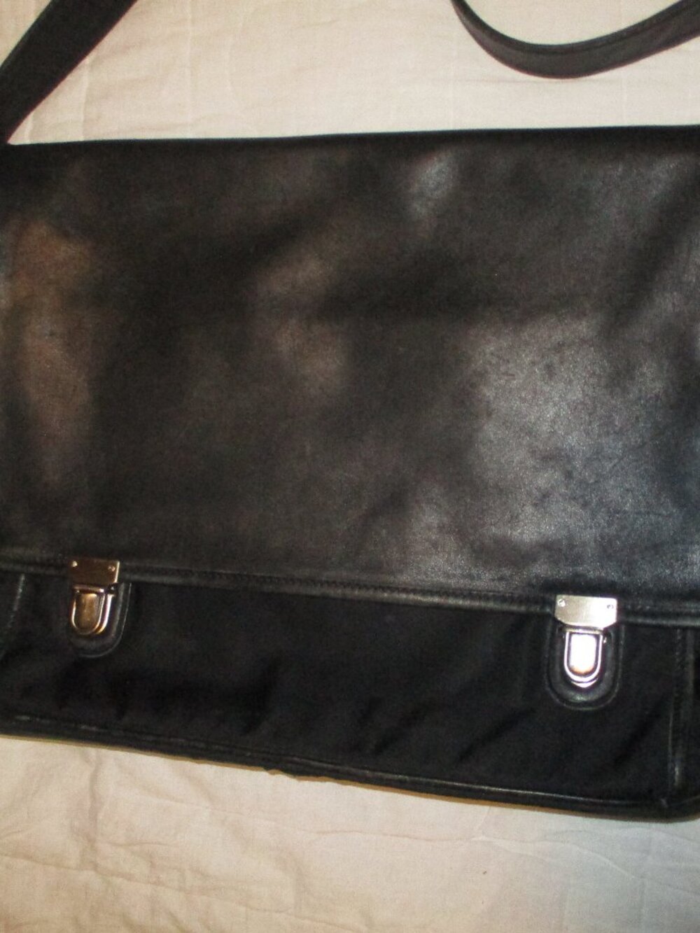 VTG Coach Briefcase GOL-5100 Black Leather Laptop Crossbody Bag Nylon/leather